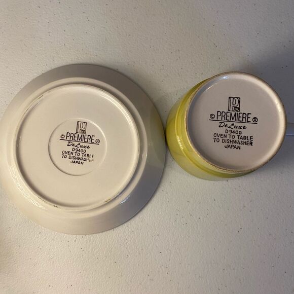 3 vintage premiere deluxe 0940 cups and saucers made in Japan mid century modern - Picture 5 of 6